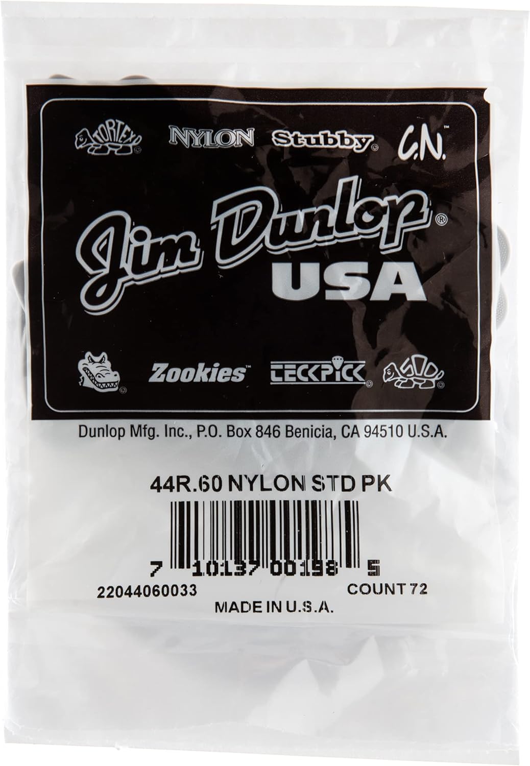 Dunlop Nylon Standard, Light Gray, .60mm, 72/Bag