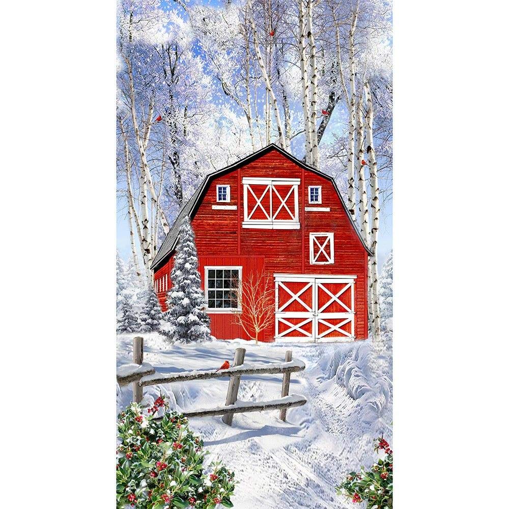 Winter Barn 24" x 44" Holiday Barn Panel C7868 from Timeless Treasures by The Panel
