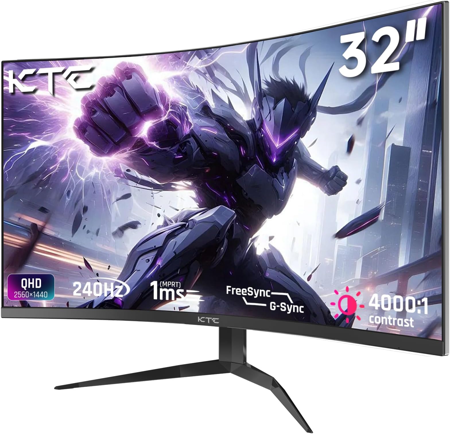32 Inch 240Hz Curved Gaming Monitor, 1000R VA, QHD (2560x1440p), 4000:1 Contrast, Support FreeSync GSync, HDMI2.0(144Hz)/DP1.4(240Hz)/Earphone, Tilt, Xbox PS5 Switch, 2K Computer Monitor for Gamer