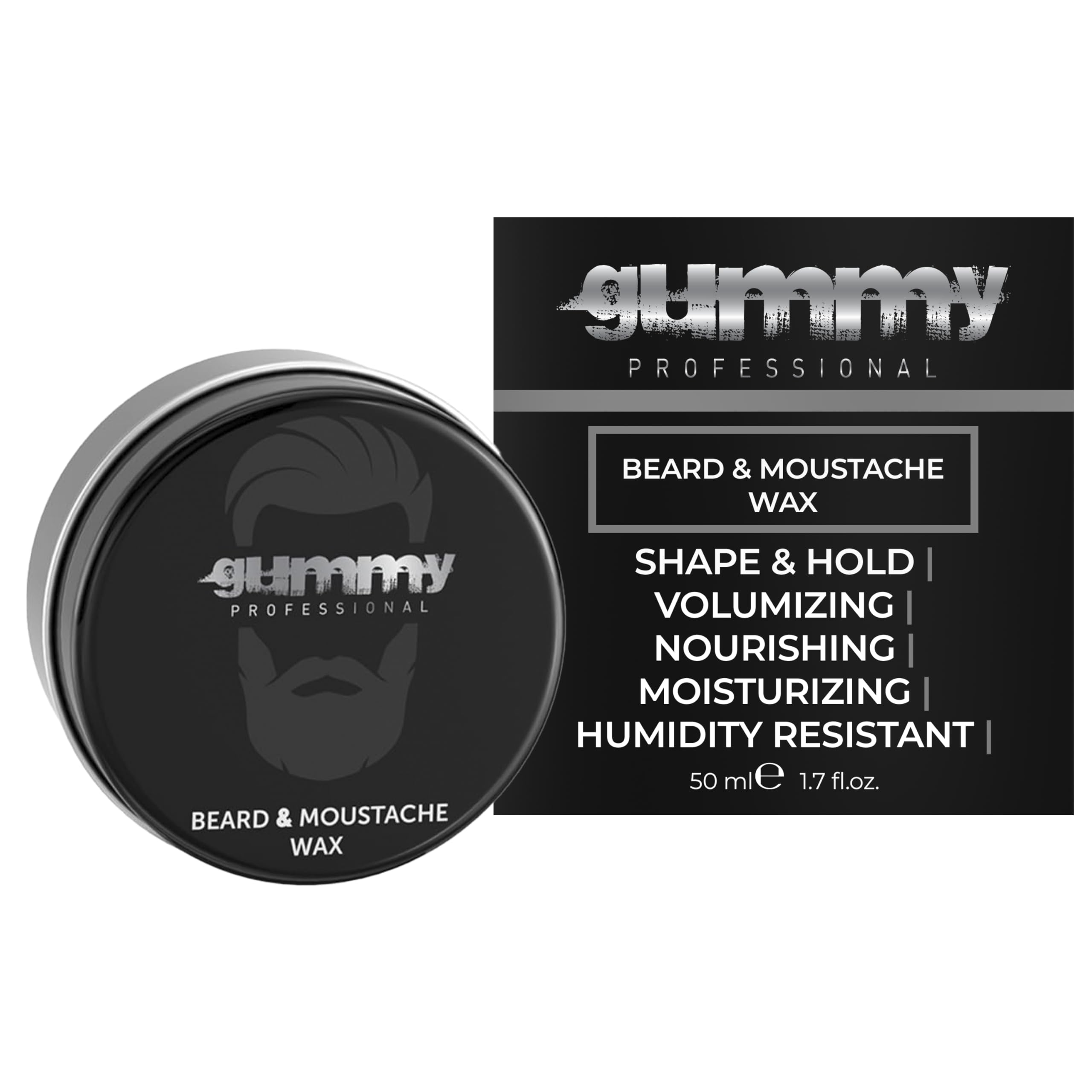 Gummy Professional Beard and Moustache Wax – Extra Long-Lasting Hold for Shaping Texture and Control – Nourishing & Moisturizing Formula with Humidity Resistance for Groomed Facial Hair – 2.4 Ounce