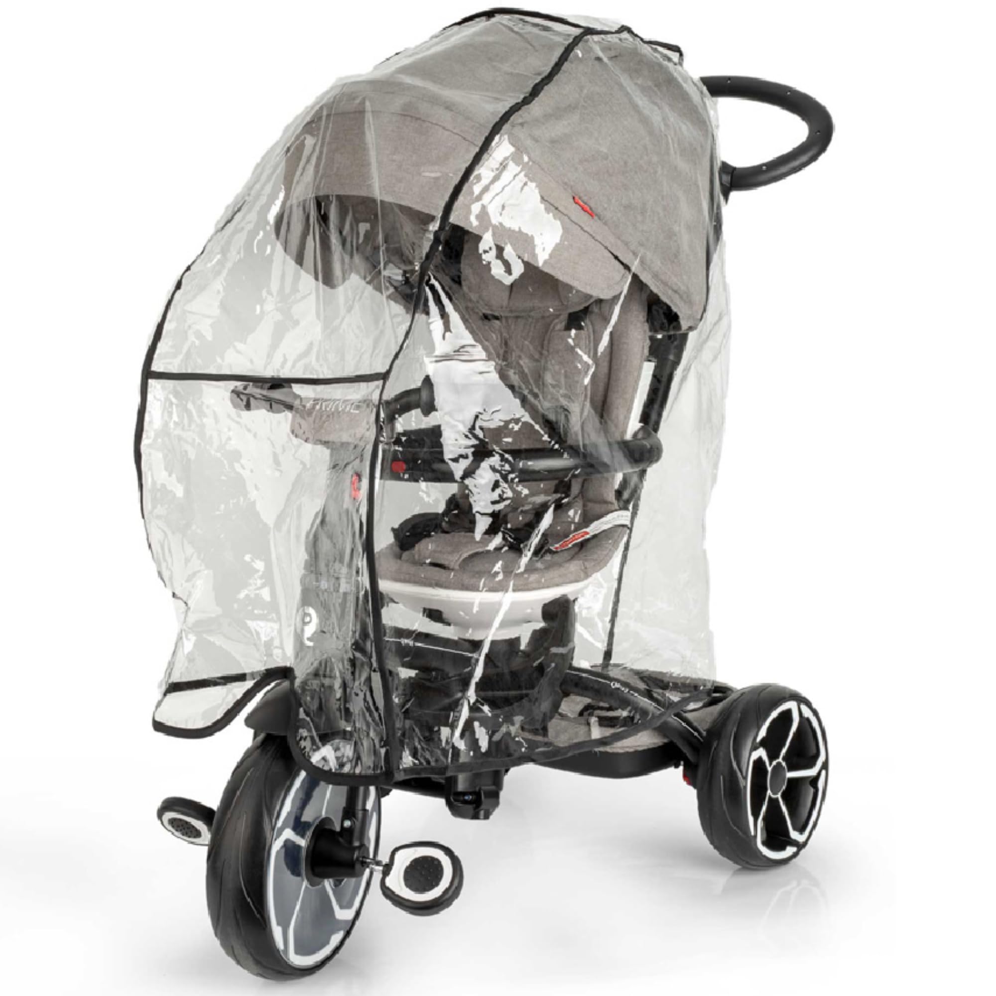 QPlay Parapioggia passeggino universale in plastica per pioggia, sedia da passeggio, universale, bolla | plastica trasparente senza sostanze nocive | ideale per passeggiate con cattivo tempo