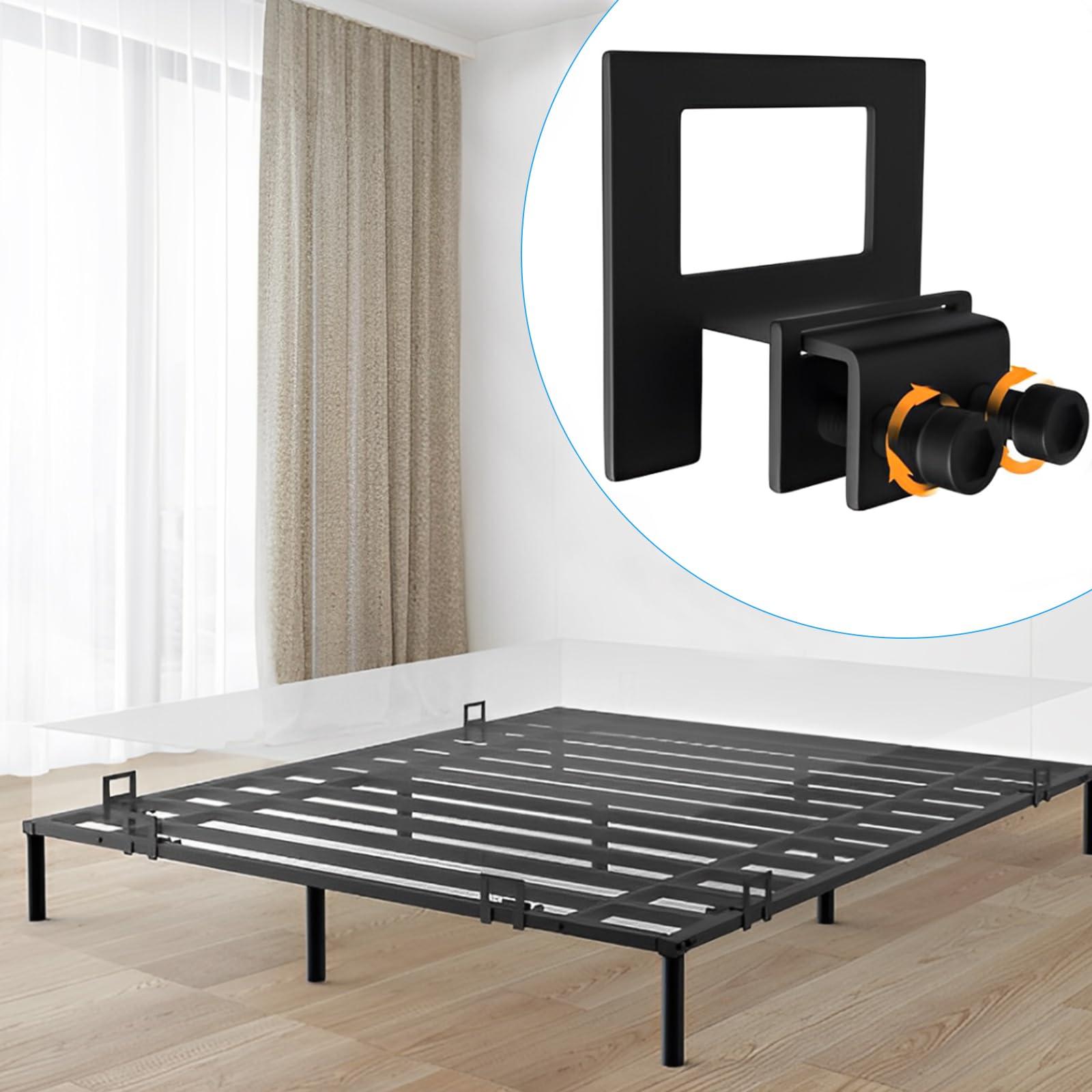 6 unidades de soportes para colchón antideslizamiento, soporte para colchón para marco de cama, antideslizantes, juntas de colchón, topes para estructura de cama de metal, color negro