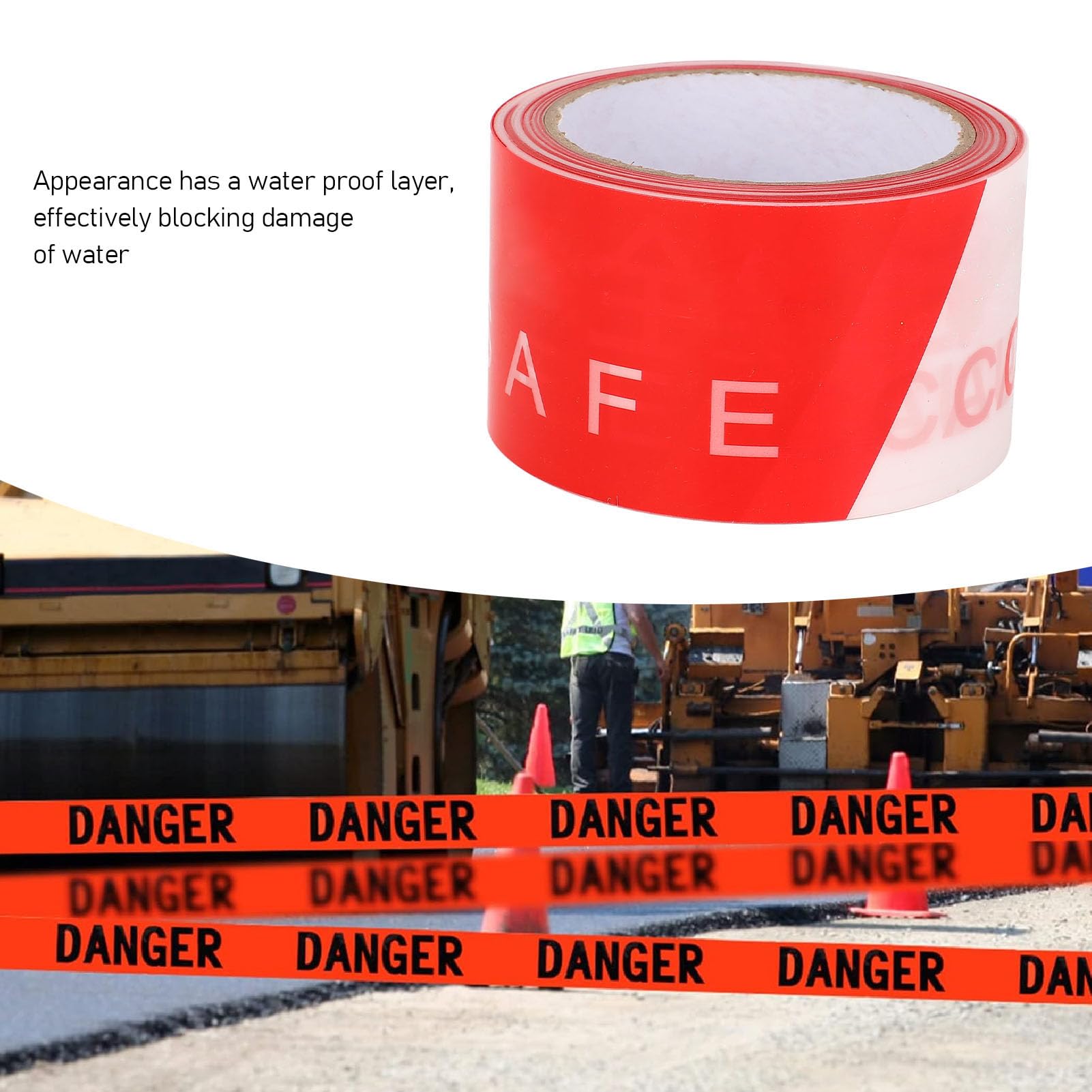 Nastro di segnalazione con strisce di sicurezza, durevoli e impermeabili, ideali per cantieri e aree di traffico, rosso e bianco, 10 pezzi