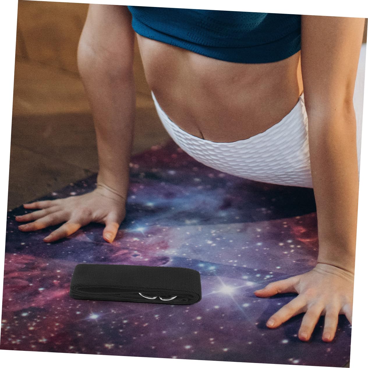 10piezas Correa De Yoga Ajustable Banda No Elástica De Estiramiento Para Ejercicio y Suministro De Yoga Color Negro