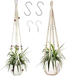 Augshy Cabide para plantas de macramê, 2 pacotes de cabides de plantas, vaso suspenso para plantas de interior decorativo de macramê para decoração de casa