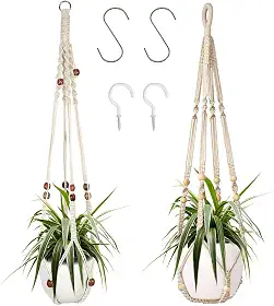 Augshy Cabide para plantas de macramê, 2 pacotes de cabides de plantas, vaso suspenso para plantas de interior decorativo de macramê para decoração de casa