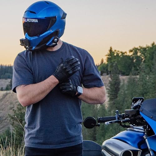 Miniatura 4 de Harssidanzar - Guantes de piel de cabra con pantalla táctil para hombre y motocicleta, GM028