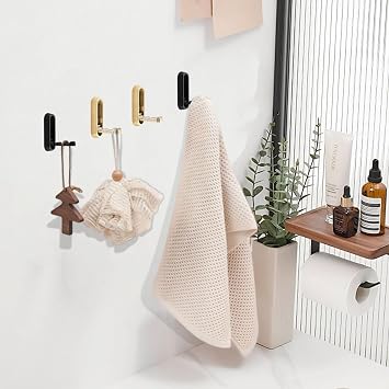4 Pcs Folding Wall Mounted Bathroom Hooks: Retractable Folding Invisible Hooks - Ideal for Living Room, Kitchen, Bedroom - Easy to Install, Hang Towels, Coats, Hats, Jackets, Rucksacks, Keys (Gold)