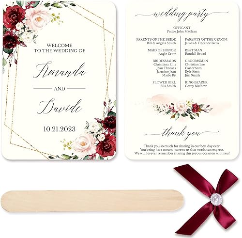 Miniatura 2 de DORIS HOME 50 lazos de cinta de color borgoña con perlas de 5 pulgadas de ancho x 7 pulgadas de alto, para fanáticos del programa de bodas