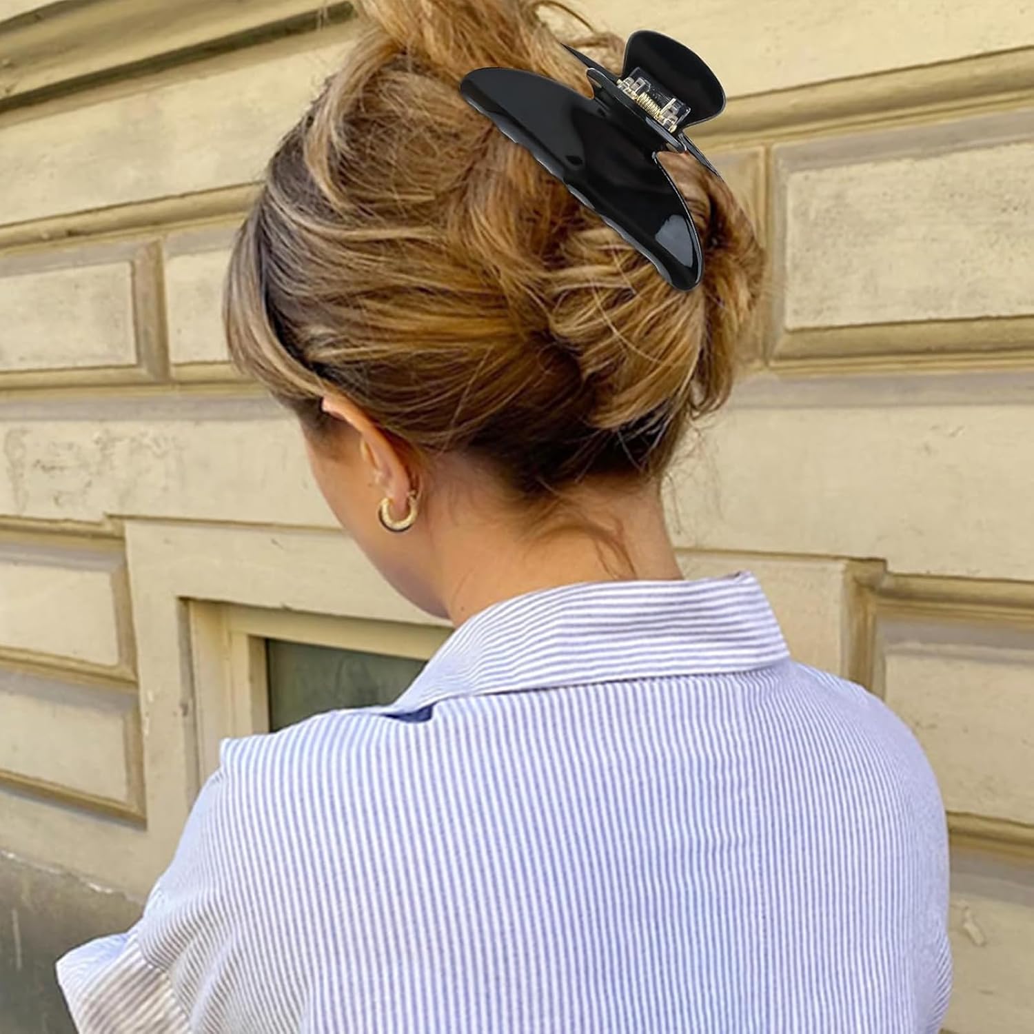 2 Pack Hair Claw Clips for Women, Acrylic Claw Clips for Thick Hair Non-slip Clip for Hair, Large Claws Hair Accessories for Women (Pink & Black) - Image 5