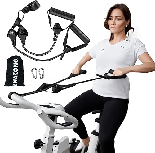 Enakong Bandas de resistencia con asas para bicicleta estática, bandas de entrenamiento compatibles con bicicleta Peloton y más, ideales para