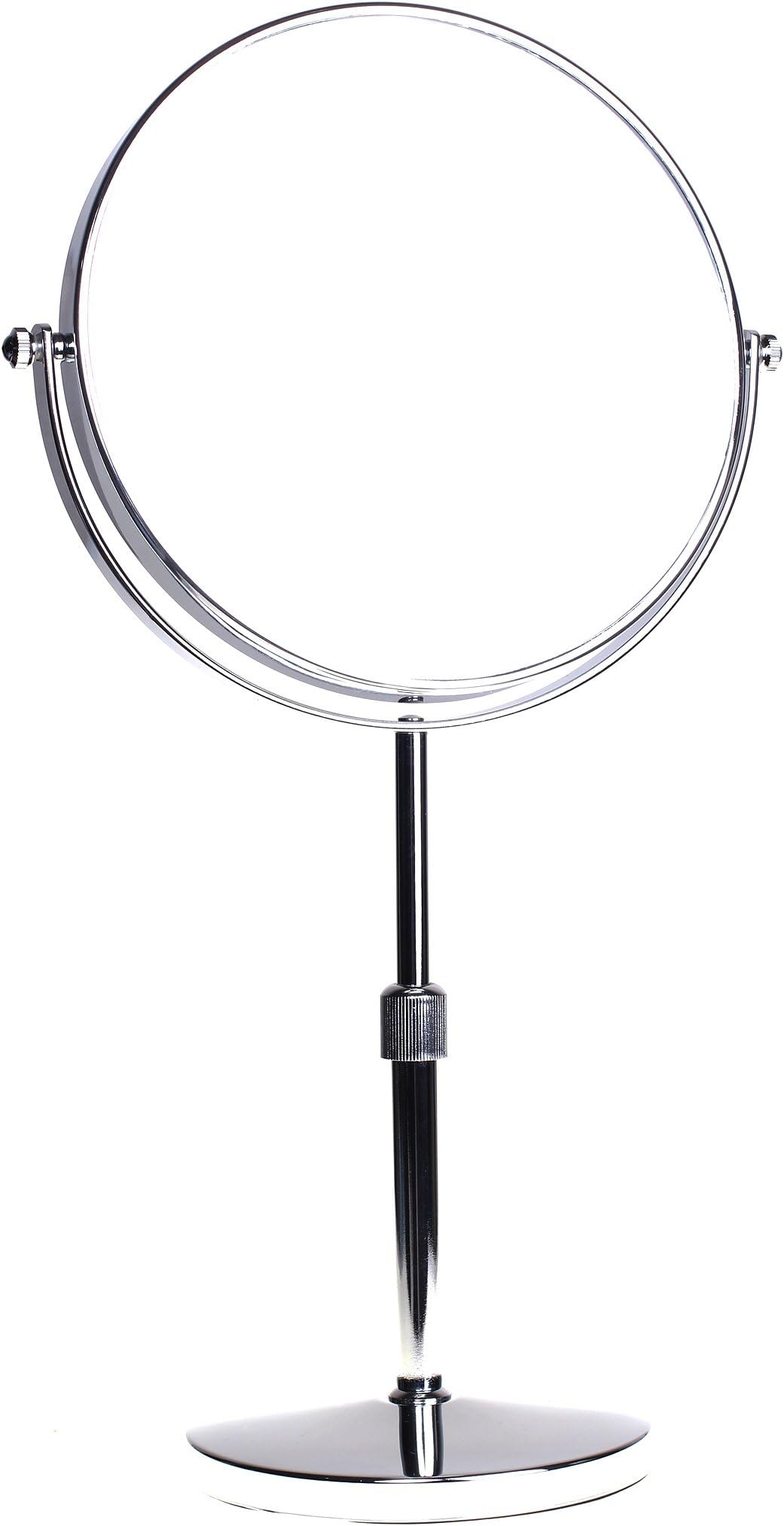 Stand Height-Adjustable 10x Magnification, 8 Inch, Mirror 360 ° rotating chrome Vanity Mirror Shaving Mirror Bathroom Mirror, Standard + 10 Magnification, KXD3114 10x