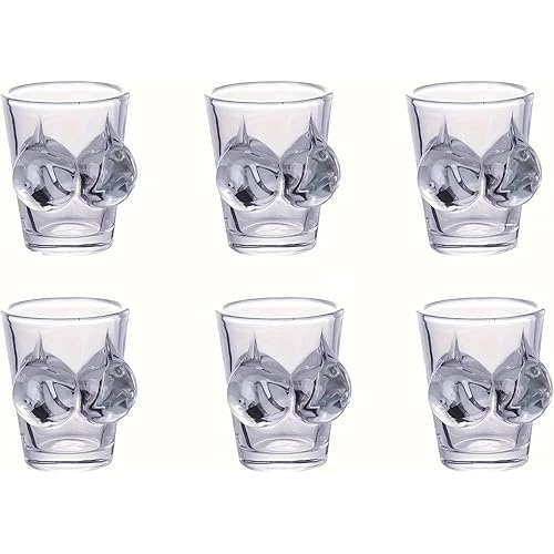 YY 3D Body Shape Shot Glasses, 6-Piece Bikini Bust Wine Glasses, Funny Transparent Bar Cups for Party & Home Decoration, 1.86oz Unique Glassware