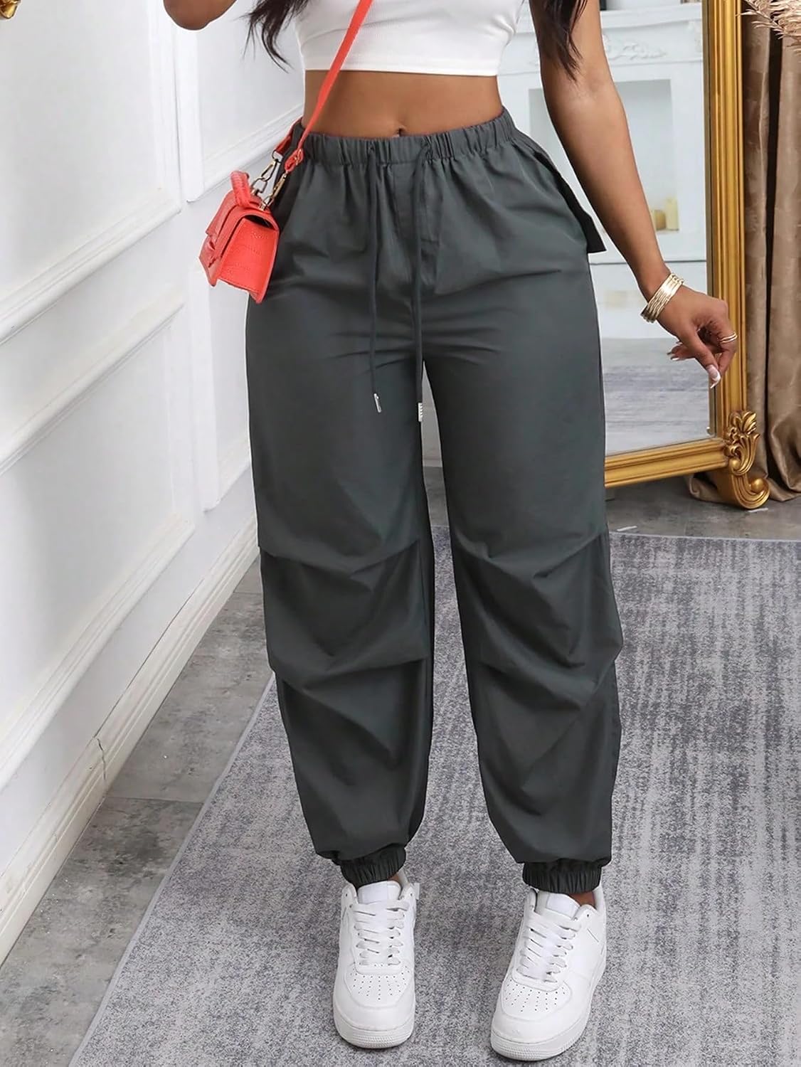 Women’s Wide Leg Sweatpants High Waisted Baggy Workout Comfy Lounge Athletic Pants Pockets Casual Drawstring Track