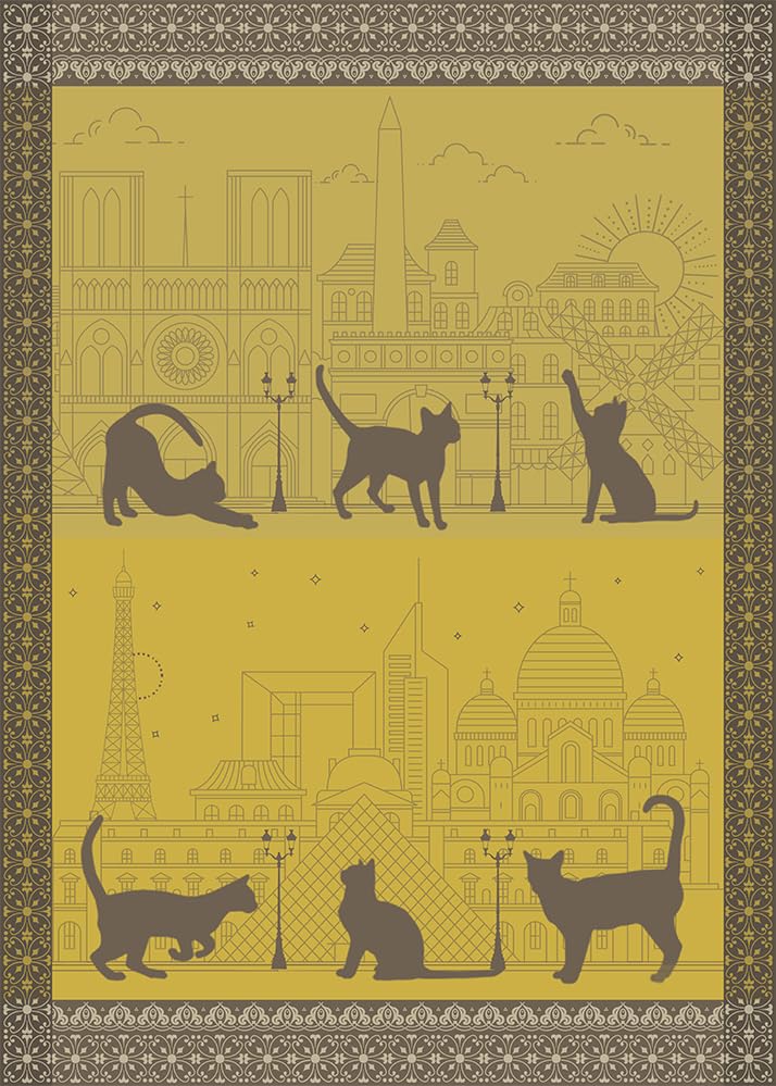 Autrefois, Torchon Jacquard, Variation 3 : Chat Ville