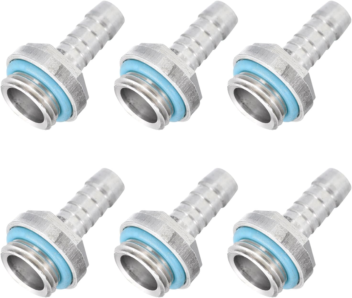 MECCANIXITY Hose Barb Fittings G1/4 x 7mm Thread Male Aluminum Pipe Fitting Adapter for Water Cooling System Pack of 6