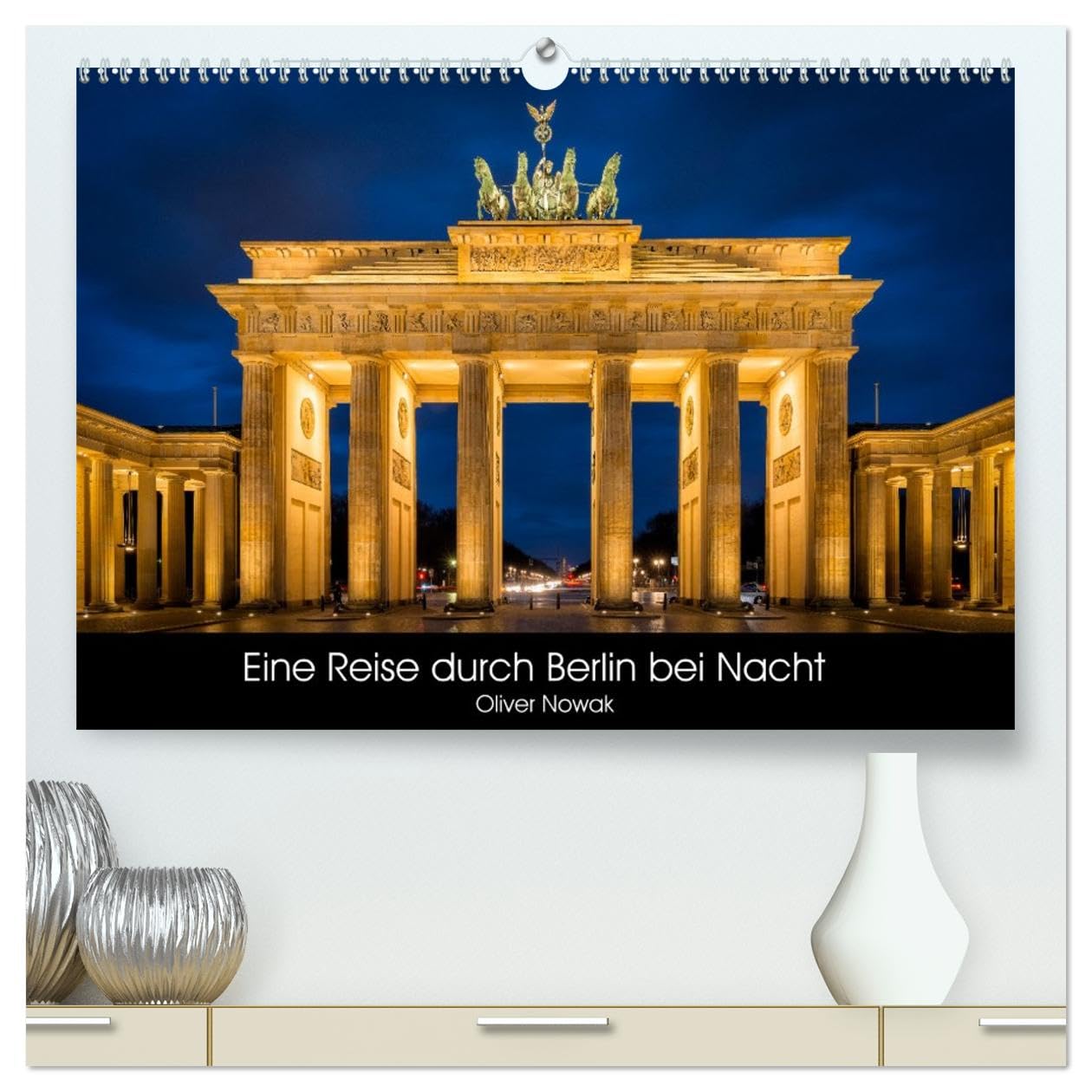Calendrier Berlin de Nuit 2026 A2, Décoration Murale Lumineuse pour Salon Moderne