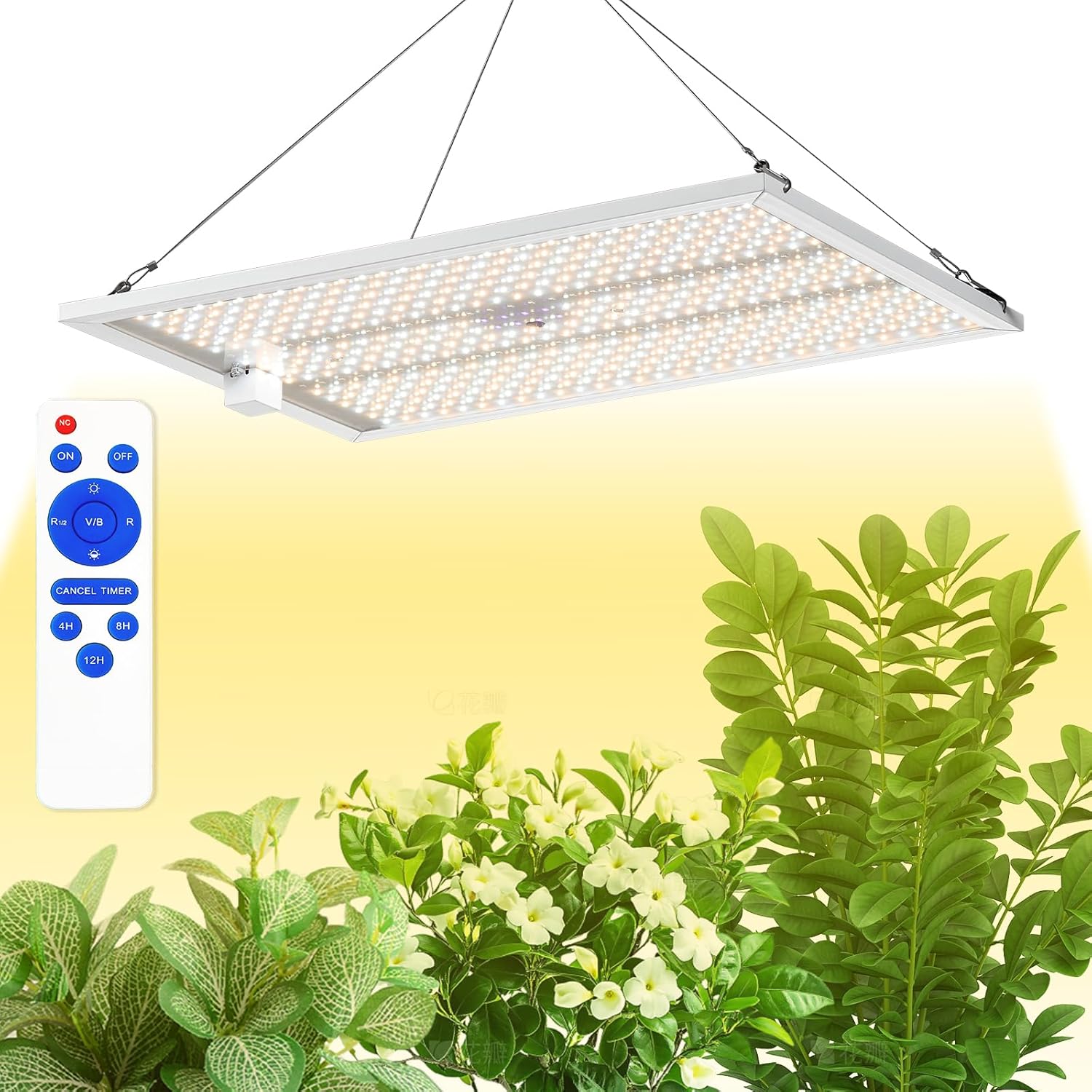 Ceiling Grow Light for Indoor Plants, yadoker 540 LEDs Full Spectrum Halo Plant Light, Safe Voltage Growing Lamp with 4/8/12H Auto Timer, 10 Level Dimmable, Grow Lamp for Tall Large Indoor Plants