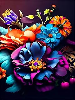 Diamond Painting Kit Completo, 5D Pintura de Diamante para Adultos Flores de Color Azul Púrpura, Square Taladro diamante Cristal Bordado Punto de Cruz Painting para Decoración Pared Hogar 30x40cm