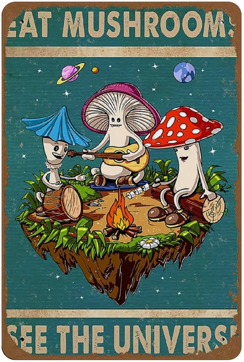 Bonoff Eat Mushrooms See The Universe Poster Trippy Poster Hippiehippie Art Print Mushroom Psychedelic Trippy Poster Vintage Decor Poster Wall Art Decor Metal Sign Poster 8X12 Inches