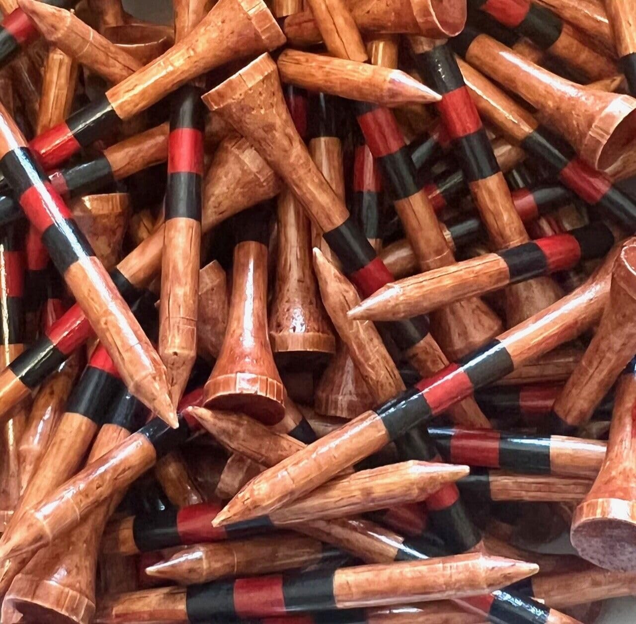 (2.75") Premium Bamboo Golf Tees Dark Stain w/Colored Stripes