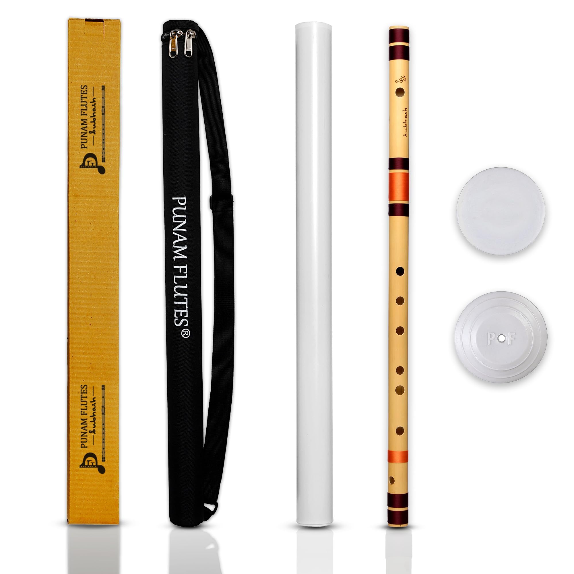 Musical Instruments Punam Flutes F Sharp Base Right Hand Bamboo Flute/Bansuri Size 26.75 Inches