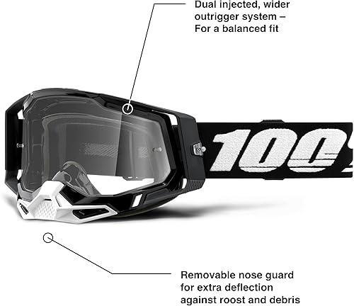 Miniatura 2 de 100% Racecraft 2 - Gafas para bicicleta de montaña y motocross, gafas para motocross y ciclismo de montaña, color negro, lente transparente