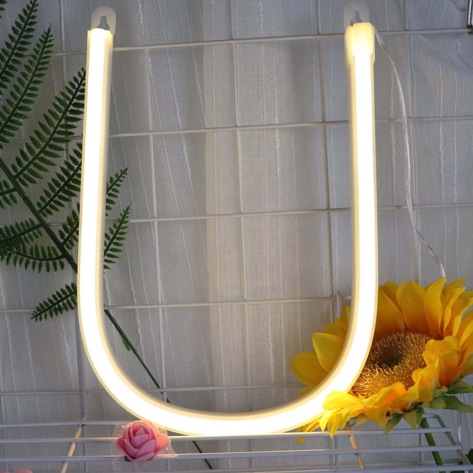 LED Neon Sign for Home Decor - Warm White Customizable Letters with USB/Battery Operation Perfect for Bedroom Living Room Shop Corner Decoration（Letters U) — image 1
