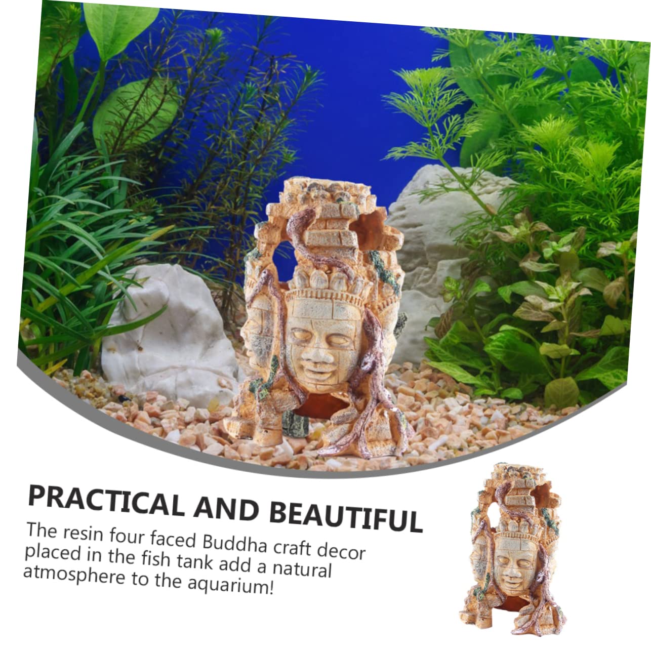 YARNOW Decorazione per Acquario in Resina Ornamento Teschio e Buddha a Facce per Acquario, per Vasche e Studio, Confezione