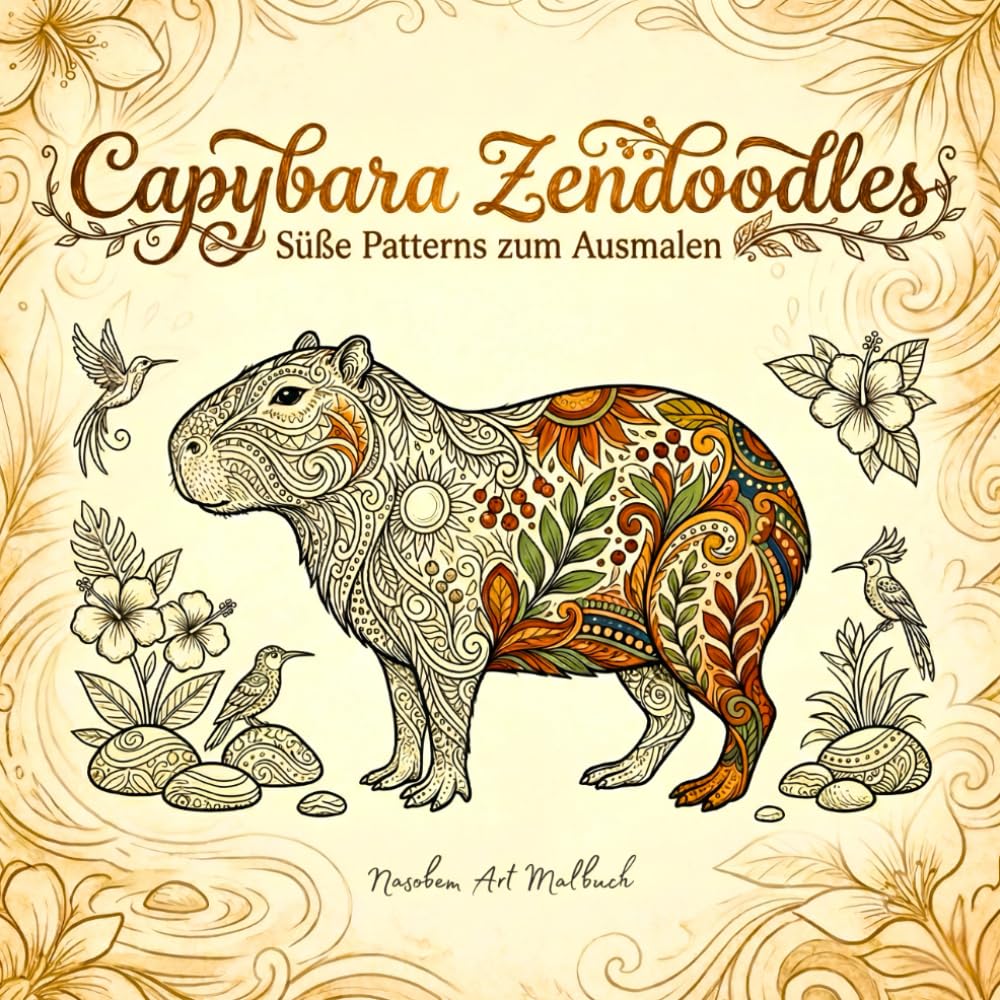 Capybara Zendoodles: Süße Patterns zum Ausmalen – Zentangle-inspiriertes Selfcare-Malbuch mit ruhigen Tiermotiven