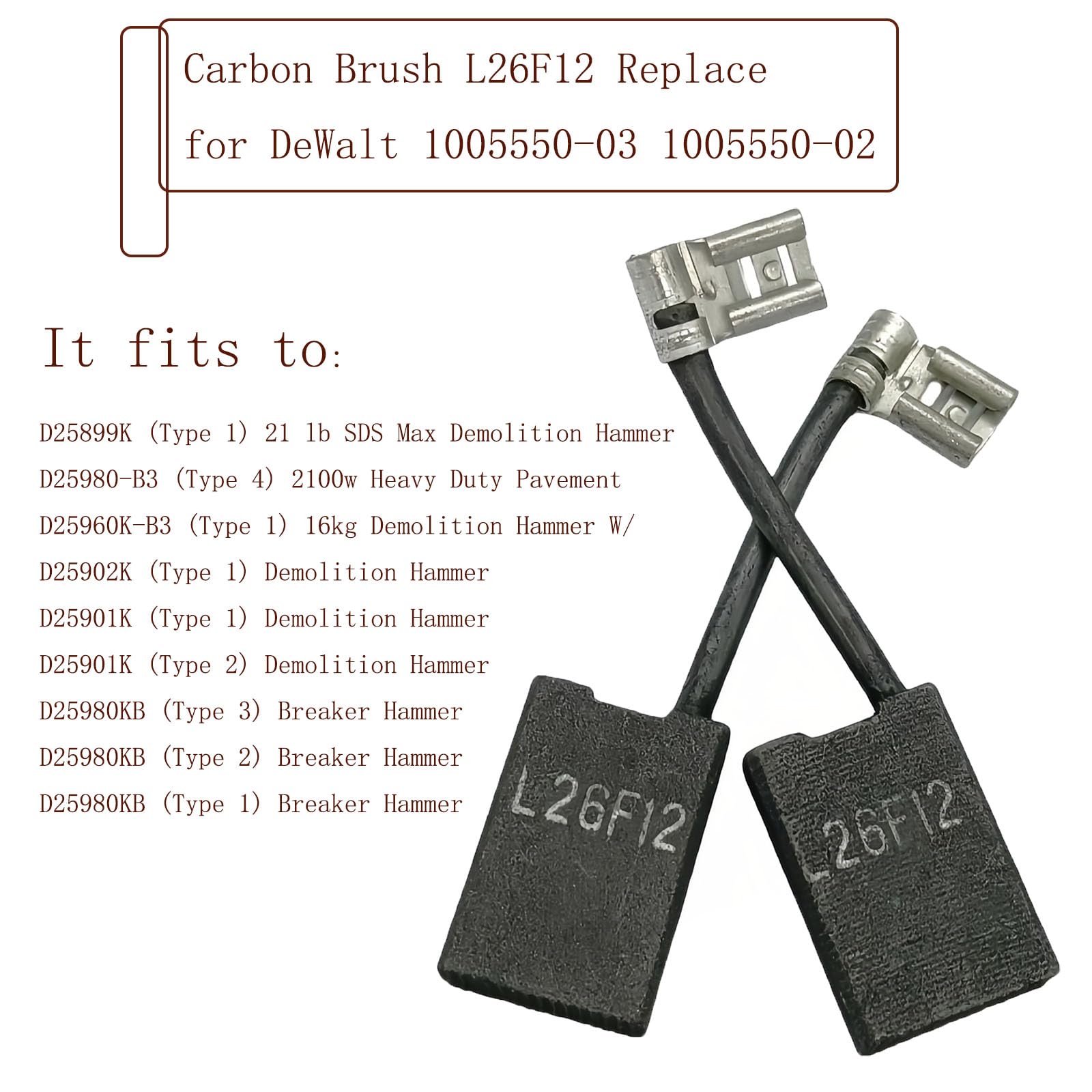 L26F12 1005550-03 1005550-02 Carbon Brush Replace for DeWalt D25899K D25981 D25980 D25960 D25941K D25902K D25901K D25899K D25700K (2PCS) - Image 4
