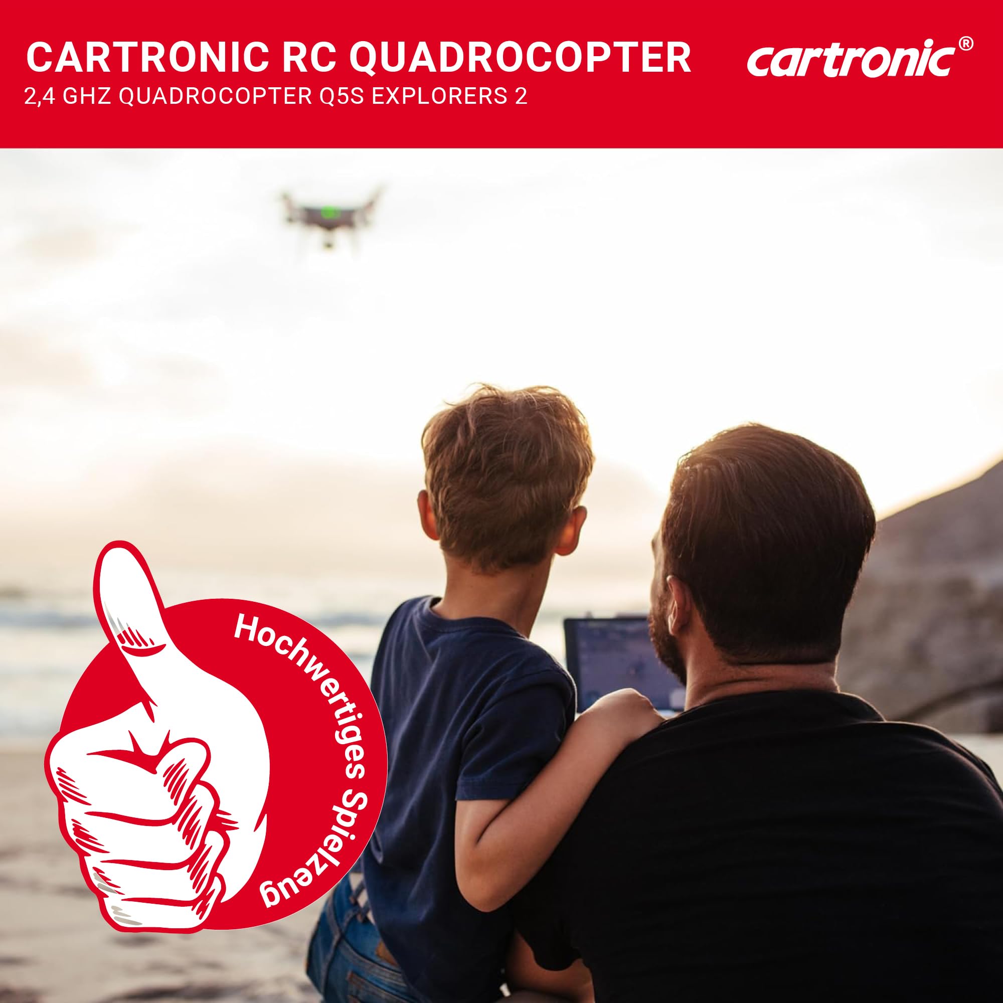 2.4 GHz Quadrocopter Q5S Explorers mit Kamera, schwarz, 32,0 x 32,0 x 10,5 cm I Ferngesteuerte Drohne mit Kamera, Headfree Control & LEDs I Drohne für Anfänger geeignet I Ab 14 Jahre