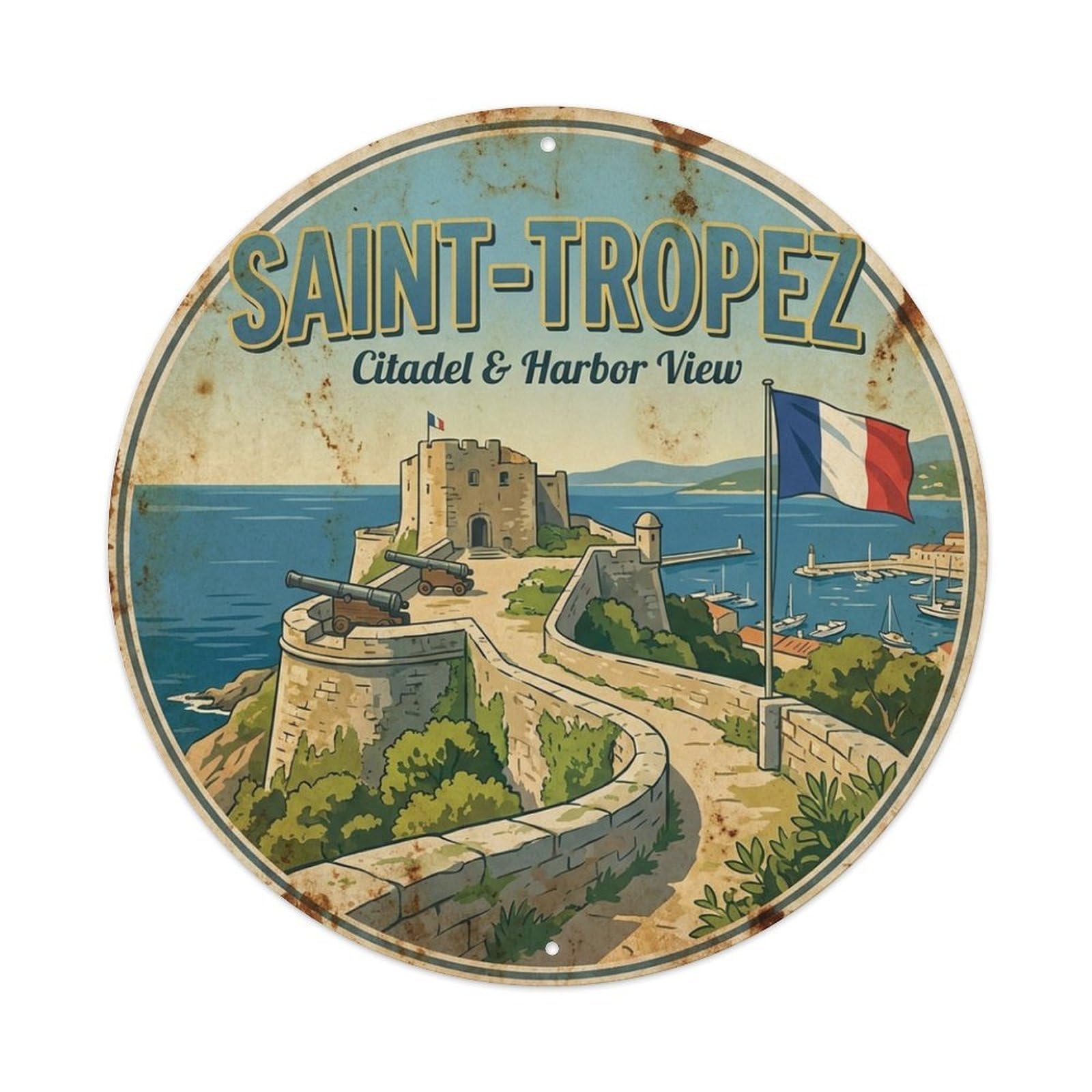 Citadel Harbor View Saint Tropez Riviera Culture Travel Metal Tin Sign