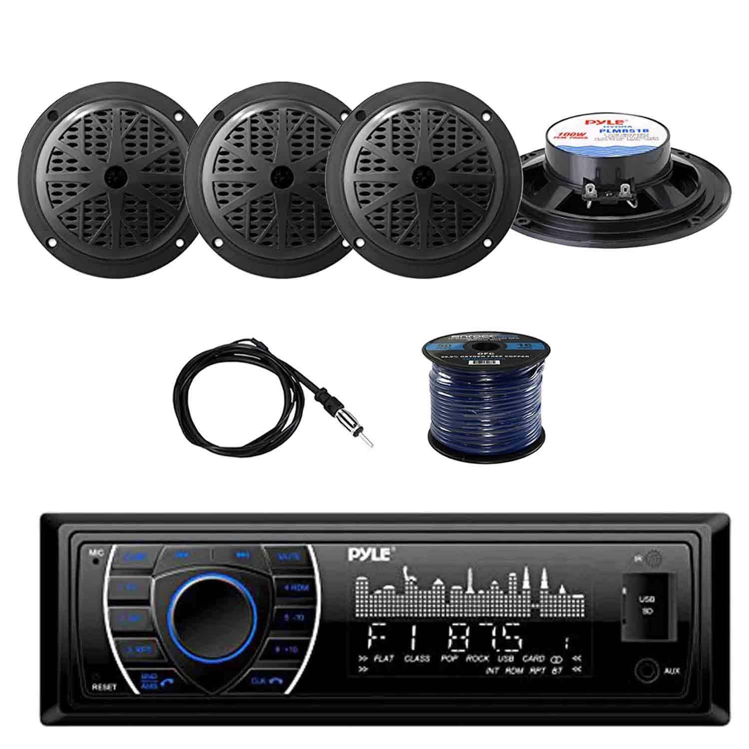 Pyle plrmr27btb Marine Bluetooth受信機ステレオ(ブラック) W/Pyle 2ウェイMarineスピーカー(2-pairs、Enrock Marineアンテナ& Enrock Marine 5 n5ksbvb Amazon.com : PYLE PLRMR27BTB Marine Bluetooth Receiver Stereo