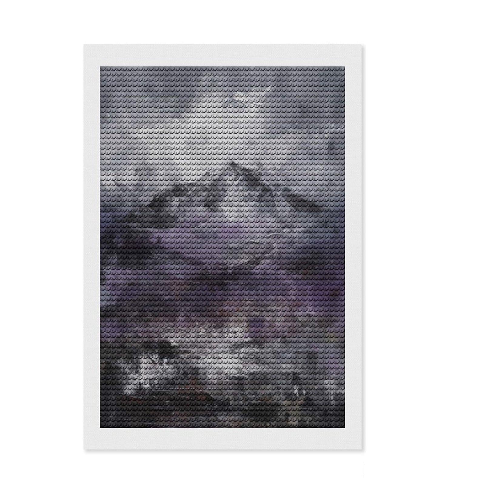 Junmoney Majestic Peaks – Abstract Mountain Landscape in Gray and Purple Tones Diamond Art Canvas 8"x12", for Teens, Enjoyable At-Home Hobby, Office Decor, Gift Idea, Pleasing Wall Art Project