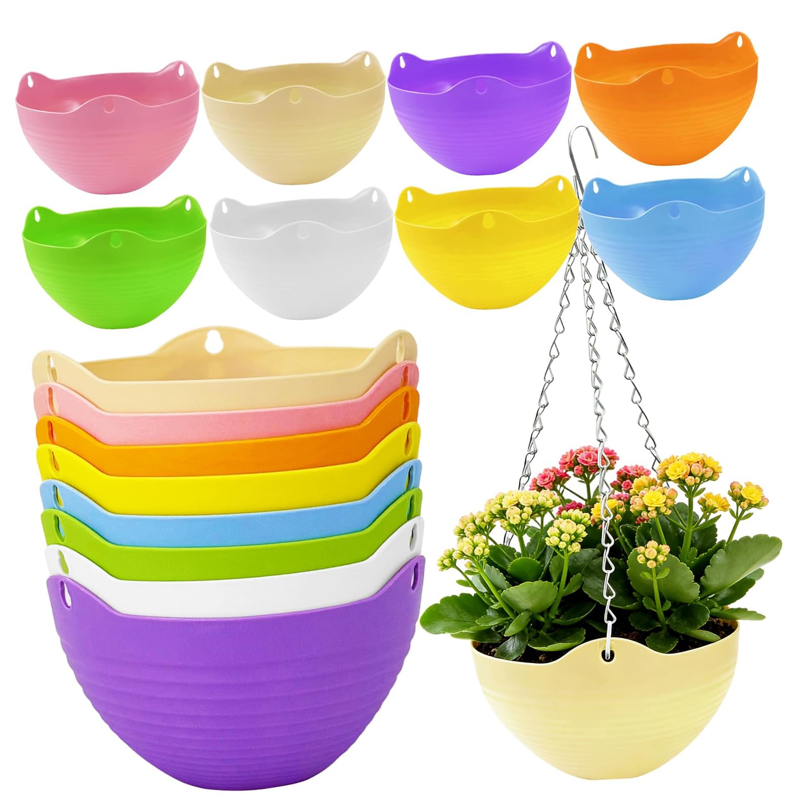 Sbshiouu Space Saving Flower Basket with Integrated Tanks & Adjustable Hanging Chain for Small Areas Decorative Vertical Garden Container
