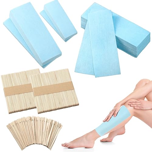 Juego de 400 tiras de cera, tiras de eliminación de cera no tejidas con aplicador de cera para herramientas de depilación facial y piel corporal Azul