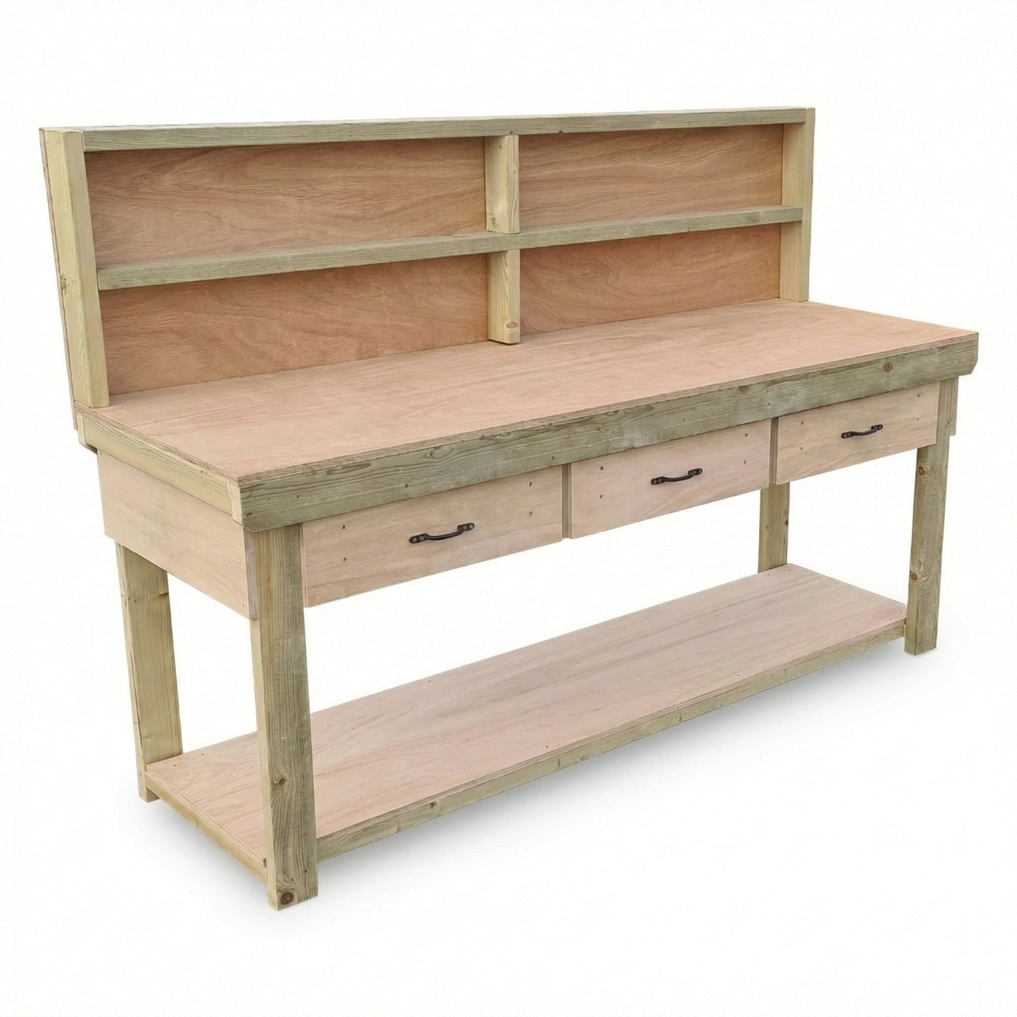Arbor Garden Solutions Static V.1 Workbench with Back Panel & Bottom Shelf – Eucalyptus Hardwood Plywood Top (210cm / 7ft Length)