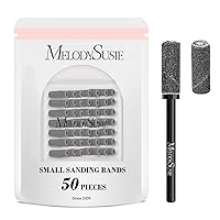 Vista 1 de MelodySusie 50 Pcs Nail Drill Bits Small Sanding Bands with 3.1mm Mandrel Bit, 120 Medium Grit Nail File for Acrylic Nails Gel Manicures and Black
