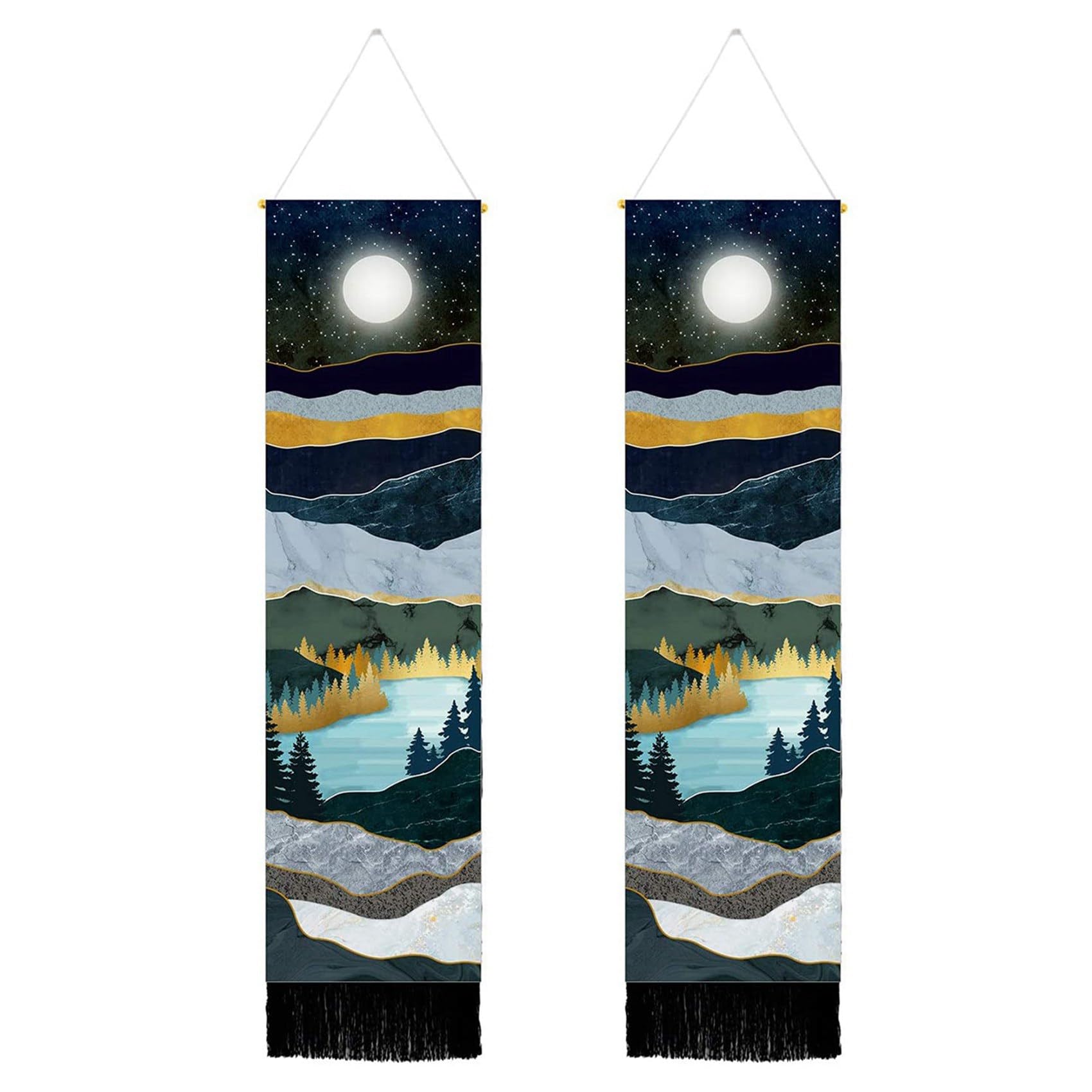Tapiz de paisaje vertical para colgar en la pared del hogar y decoración de dormitorio, pack de 2