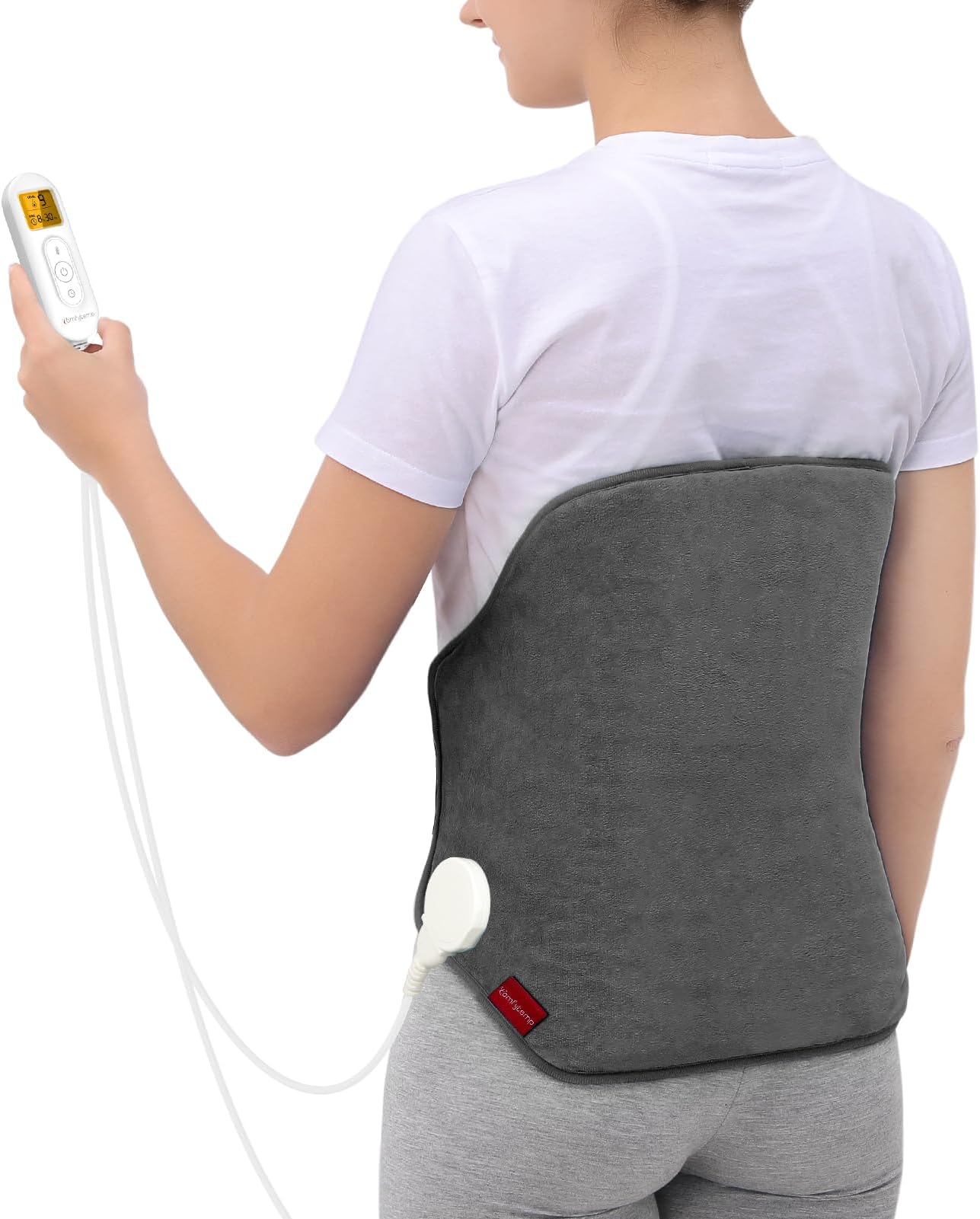 Heating Pad for Back, Comfytemp Mothers Day Gifts for Women Men Dad Mom, Large Electric Lower Back Heating Pad, FSA Eligible HSA Heat Pads for Period Lumbar Abdomen, XL Heated Belt — 11 Auto-Off, Grey