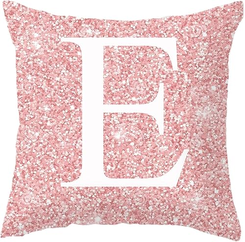 Funda de almohada decorativa para decoración de Navidad, cojín con letras del alfabeto inglés, fundas de almohada rosas para sala de estar, cama,