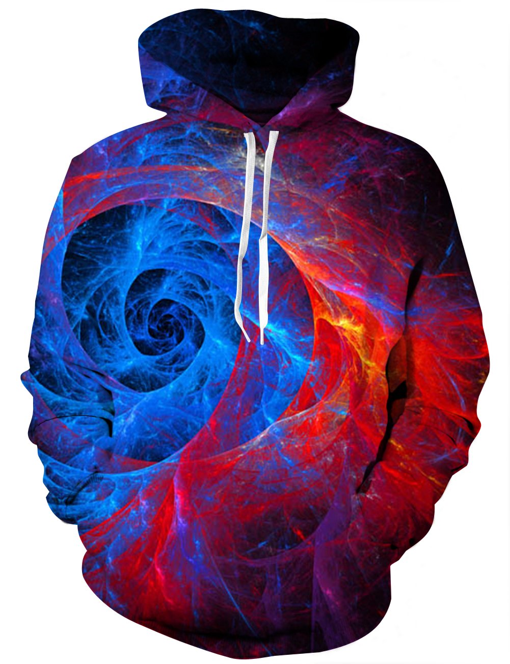 Syaimn Unisex bluzy z kapturem z nadrukiem 3D, na co dzień, trening, bluza z kapturem, czerwono - niebieski, S