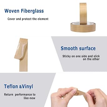 High Temperature Teflon Tape 1 inch x 33 feet PTFE Adhesive Teflon Tape - Fits Weston,FoodSaver, Seal A Meal, Cabellas Vacuum