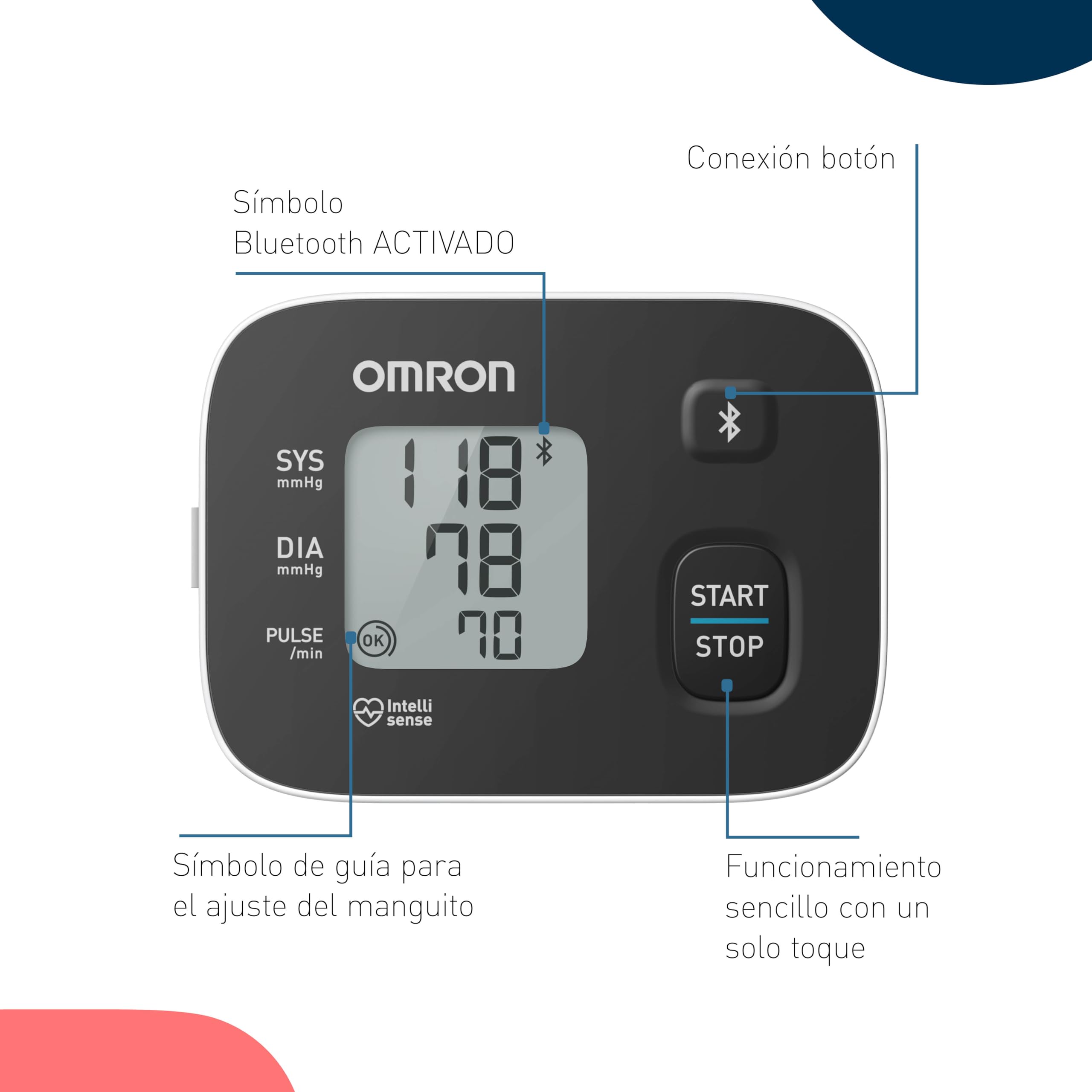 OMRON RS3 Intelli IT Tensiómetro de muñeca con Bluetooth, medidor de tensión arterial compatible con dispositivos iOs y Android, aparato de tensión arterial validado clínicamente