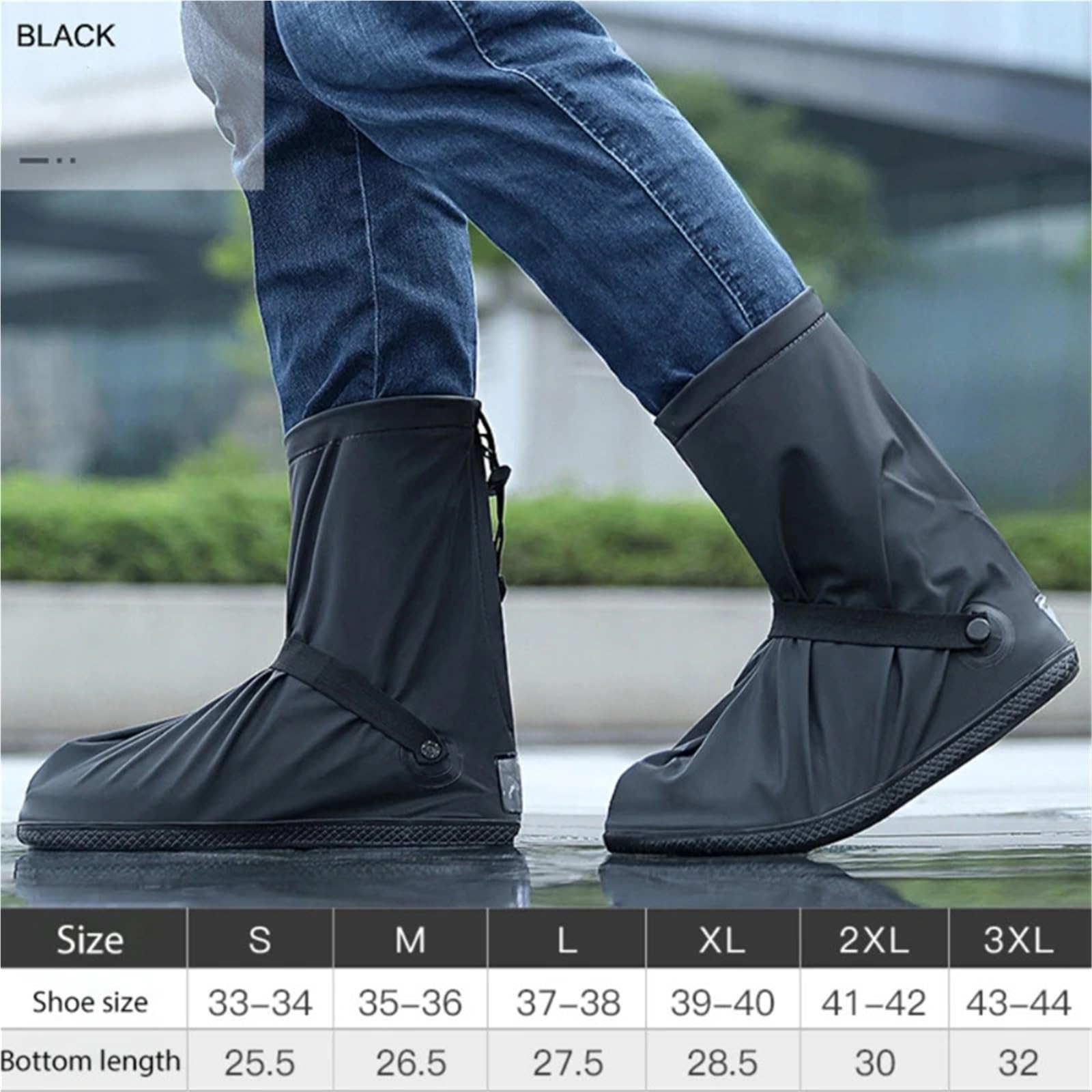 3 pares de cubiertas for zapatos, cubierta for Botas lluvia, impermeables for for hombres y mujeres, for exteriores for días lluviosos, antideslizantes tubo alto para Protección
