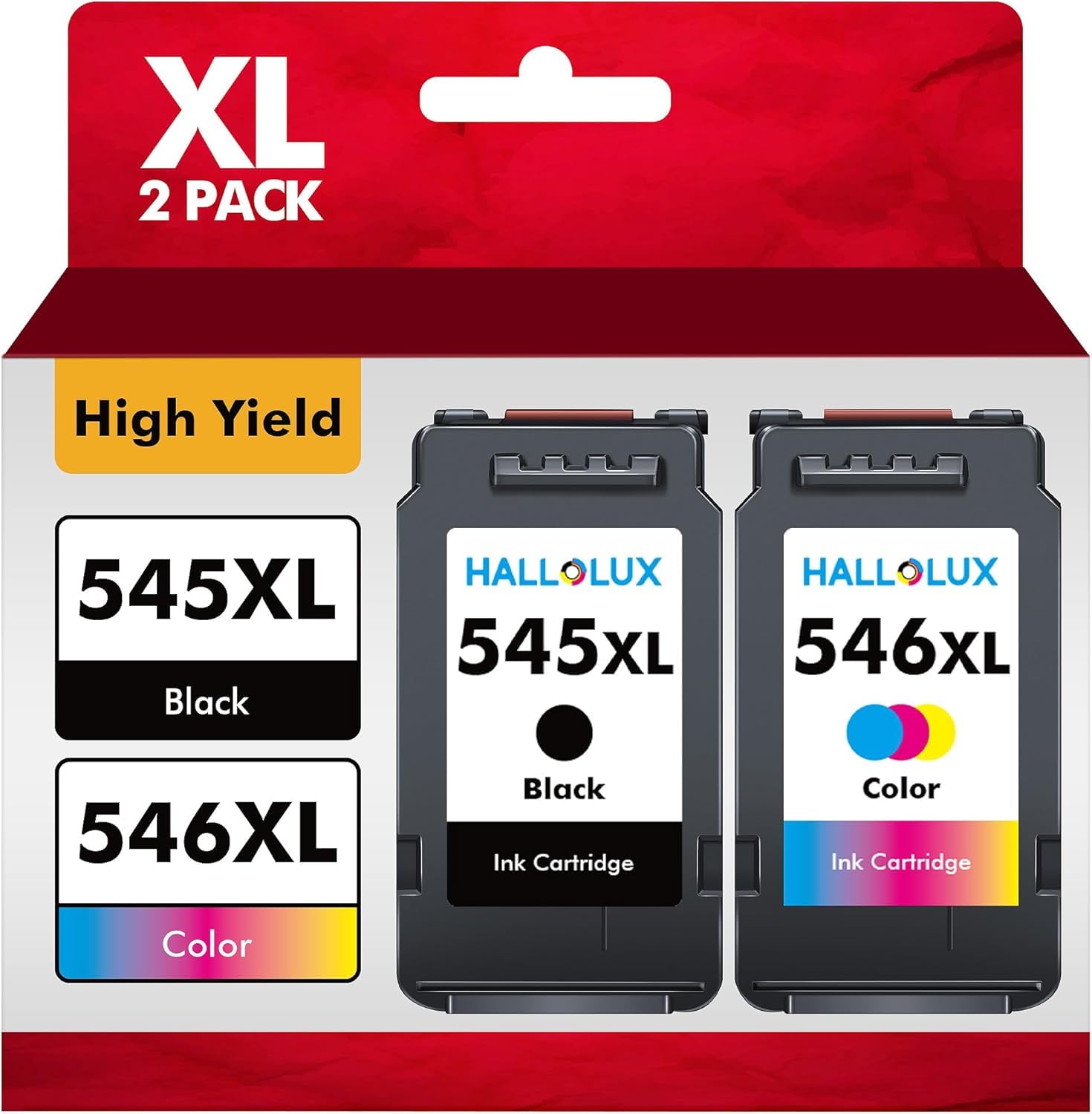 HALLOLUX PG-545XL CL-546XL PG545 CL546 XL Druckerpatronen für Canon 545 546 XL PG 545XL CL 546XL Patronen für Pixma MX490 MX495 TR4550 TR4551 MG2550s MG2555s TS3150 TS3151 (1 Schwarz 1 Farbe)