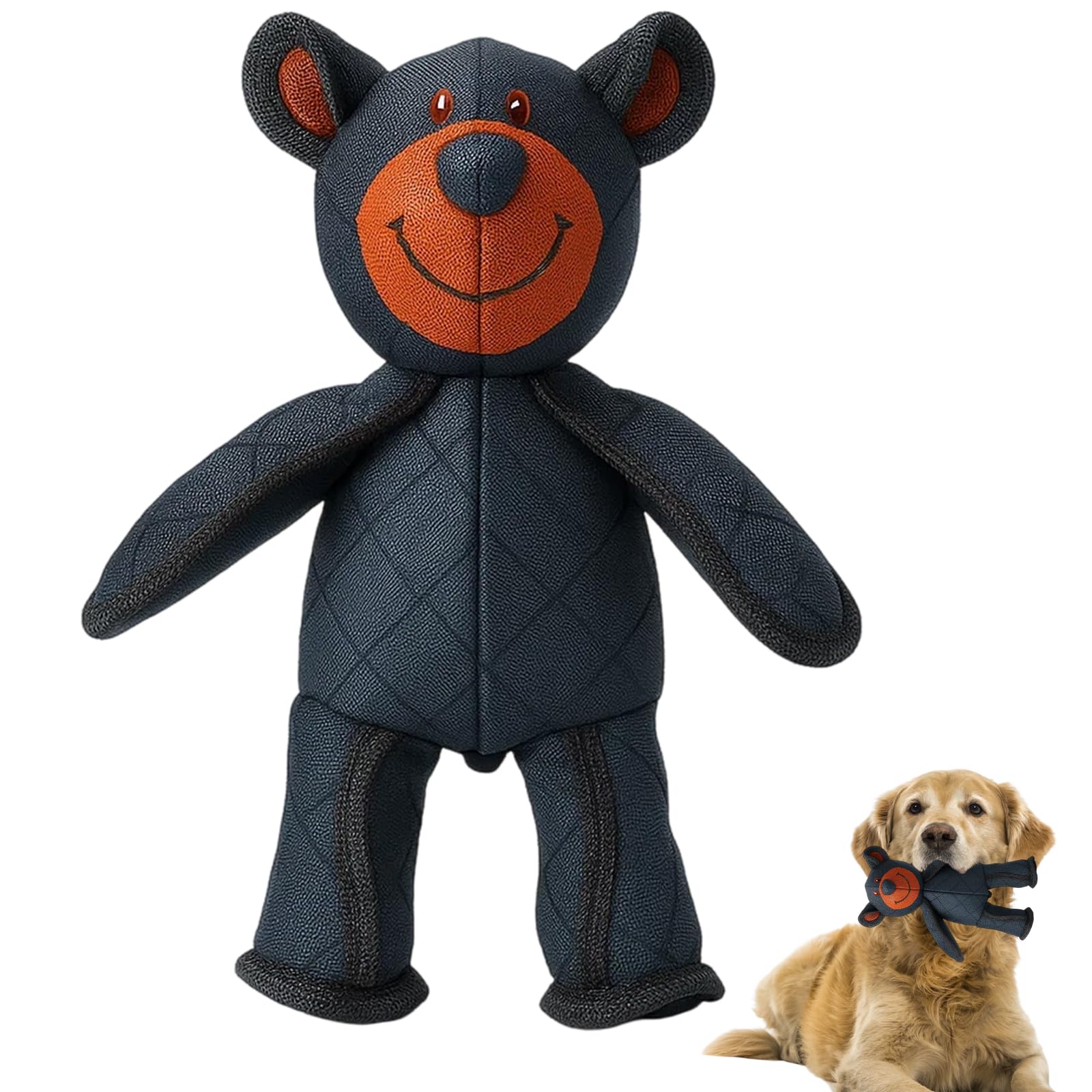 2025 New Bear for Heavy Chewers Interactive Indestructible Bear Dog Toy for Large Dogs,Pet Toy for Aggressive Chewers to Keep Them Busy,for Small Medium Dogs Squeaky Toys Plush Puppy Toy (Black-1 Pc)