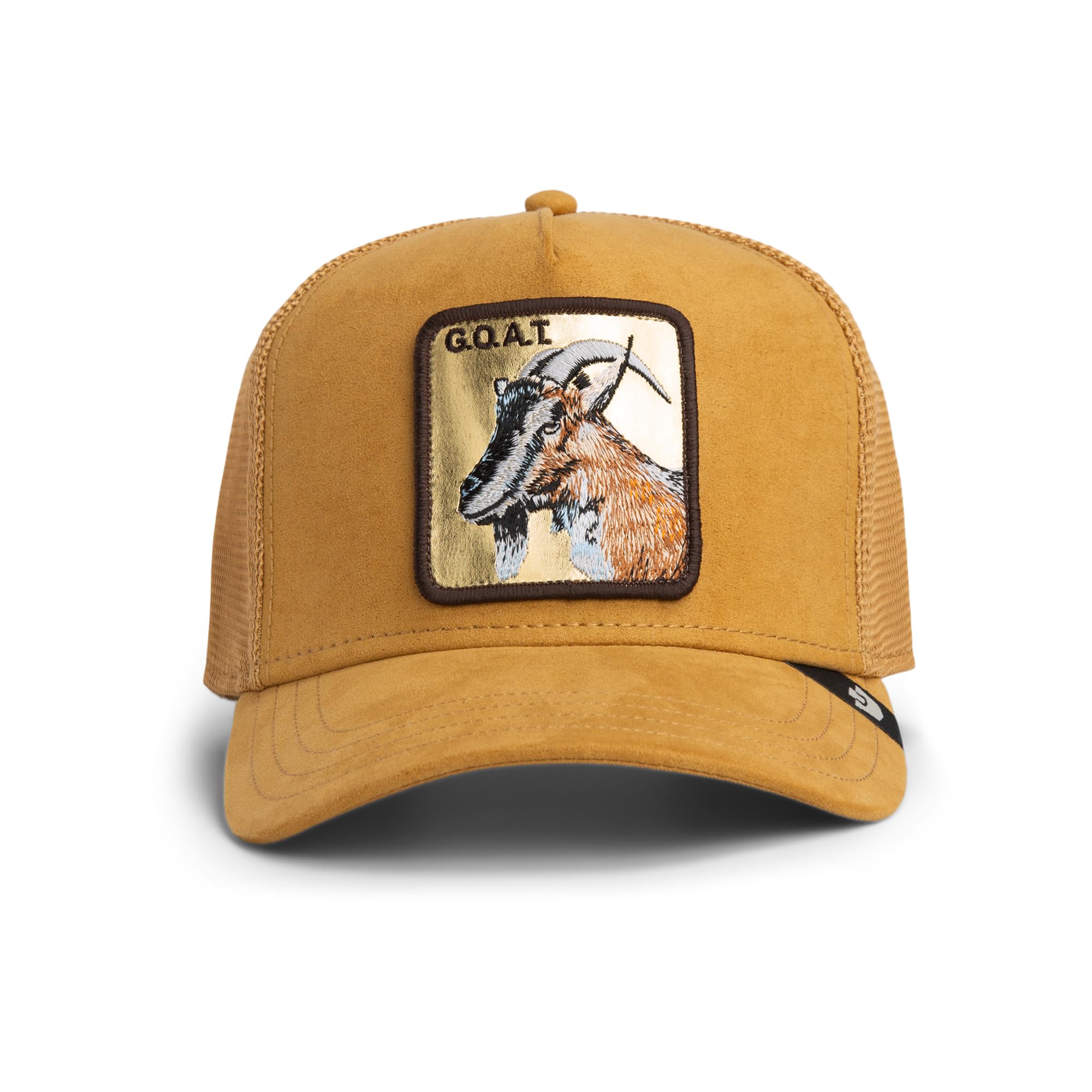 Goorin Bros. Golden Goat Metallic The Farm Trucker Cap, Brown with Embroidered Goat Patch