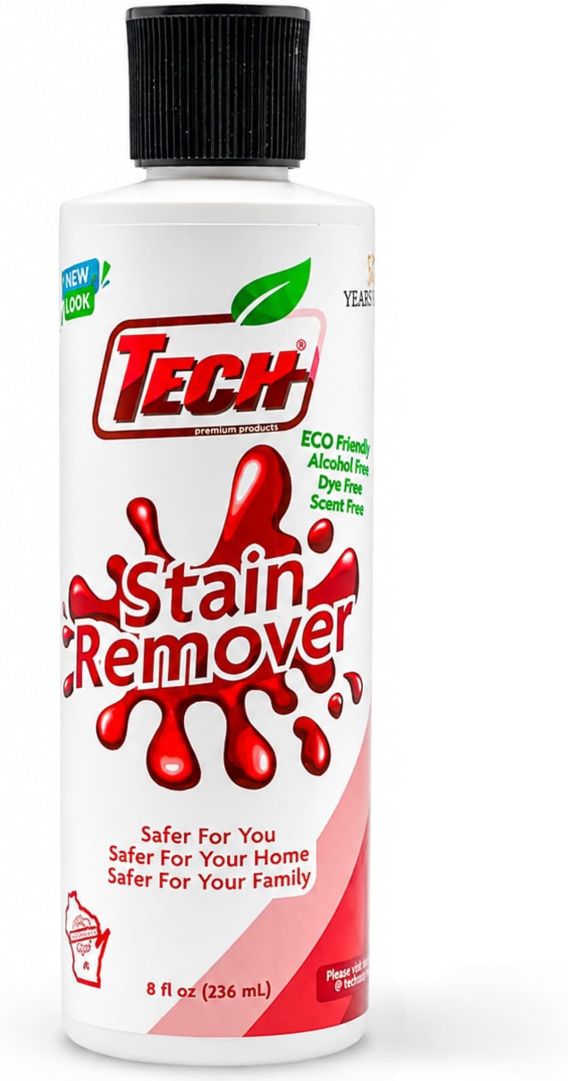 TECH Stain Remover, 8oz - Cleaner for Carpet, Upholstery, Laundry | Multi-purpose stain remover for carpet, upholstery & fabric, clothing & laundry. No added dyes, alcohol or fragrance